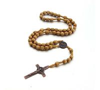 EZVFIRPDFZ Colorful Bling - Rosarios católicos de madera natural con crucifijo de madera, collar con colgante de oración de Jesús, cruz religiosa, collar de rosario hecho a mano