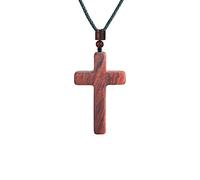 EZVFIRPDFZ Colorful Bling - Rosarios católicos de madera natural con crucifijo de madera, collar con colgante de oración de Jesús, cruz religiosa, collar de rosario hecho a mano