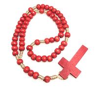EZVFIRPDFZ Colorful Bling - Rosarios católicos de madera natural con crucifijo de madera, collar con colgante de oración de Jesús, cruz religiosa, collar de rosario hecho a mano