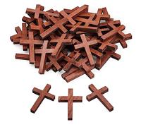 EZVFIRPDFZ Juego de 50 cruz pequeña a granel para manualidades, dijes de cruz de madera para bautismo cristiano, Pascua, comunión, rosario (1 x 2 pulgadas)