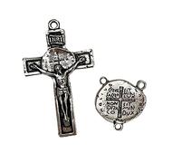 EZVFIRPDFZ Kit de rosario de bricolaje, 3 juegos de centro de mesa de San Benito y accesorios de crucifijo de perdón para rosario bellamente hecho (antiplata)