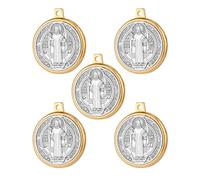 EZVFIRPDFZ Medallas de San Benito de 3 agujeros, piezas de centro de mesa, colgante de San Benito para collar de rosario de bricolaje, suministros de fabricación de joyas para mujeres y hombres