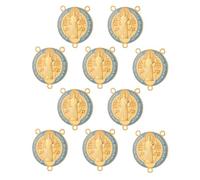 EZVFIRPDFZ Medallas de San Benito de 3 agujeros, piezas de centro de mesa, colgante de San Benito para collar de rosario de bricolaje, suministros de fabricación de joyas para mujeres y hombres