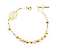 EZVFIRPDFZ Pulsera de cadena de eslabones con rosario de San Benito para mujer