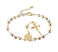 EZVFIRPDFZ Pulsera de cruz con cuentas de rosario de la Virgen María de Guadalupe ajustable para mujer