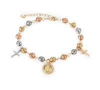 EZVFIRPDFZ Pulsera de cruz con cuentas de rosario de la Virgen María de Guadalupe ajustable para mujer