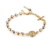 EZVFIRPDFZ Pulsera de cruz con cuentas de rosario de la Virgen María de Guadalupe ajustable para mujer