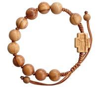 EZVFIRPDFZ Pulsera de rosario ajustable de madera de olivo de 10 mm