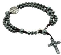 EZVFIRPDFZ Pulsera de rosario con cuentas de oración devocional con medalla de San Benito y crucifijo. Fabricado en Brasil