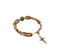EZVFIRPDFZ Pulsera de rosario con cuentas de oración devocional con medalla de San Benito y crucifijo. Fabricado en Brasil