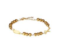 EZVFIRPDFZ Pulsera de rosario para mujer: rosario cristiano con cuentas de cruz, pulsera de cadena de eslabones ajustable, medalla de San Benito, joyería religiosa, regalos