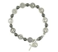 EZVFIRPDFZ Pulsera elástica con rosario de San Benito, accesorio de joyería de San Patrón, regalos católicos inspiradores, 19 cm