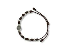 EZVFIRPDFZ Pulsera rosario de San Benito en metal y cordón ajustable, protección y bendición, diseño religioso para hombres y mujeres. Pulsera Denario Medalla de San Benito (rojo)