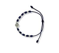 EZVFIRPDFZ Pulsera rosario de San Benito en metal y cordón ajustable, protección y bendición, diseño religioso para hombres y mujeres. Pulsera Denario Medalla de San Benito (rojo)