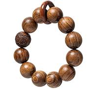 EZVFIRPDFZ Pulsera unisex hecha a mano con 12 eslabones de oración de madera natural de Bubinga, pulsera de meditación y estrella, pulsera de descompresión circunestelar, cadena para hombres y mujeres