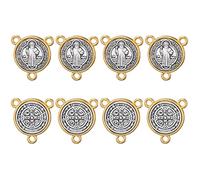 EZVFIRPDFZ Q - 30 dijes de aleación de San Benito de Nursia Patrón contra el Mal, 3 agujeros, centro de conexión de 16 mm, para hacer joyas (dorado)