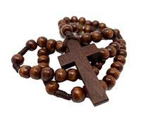 EZVFIRPDFZ Rosario católico de madera para hombre, color marrón oscuro