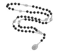 EZVFIRPDFZ Rosario católico para mujer, hecho a mano, de madera, con crucifijo de Jesucristo, crucifijo, cruz, rosario de madera curativa, para yoga, meditación, oración, collar de cuentas