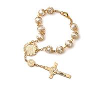 EZVFIRPDFZ Rosario católico para mujer, hecho a mano, de madera, con crucifijo de Jesucristo, crucifijo, cruz, rosario de madera curativa, para yoga, meditación, oración, collar de cuentas
