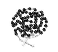 EZVFIRPDFZ Rosario católico para mujer, hecho a mano, de madera, con crucifijo de Jesucristo, crucifijo, cruz, rosario de madera curativa, para yoga, meditación, oración, collar de cuentas