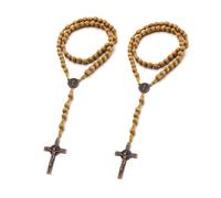 EZVFIRPDFZ Rosario católico para mujer, hecho a mano, de madera, con crucifijo de Jesucristo, crucifijo, cruz, rosario de madera curativa, para yoga, meditación, oración, collar de cuentas