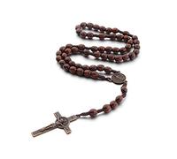 EZVFIRPDFZ Rosario católico para mujer, hecho a mano, de madera, con crucifijo de Jesucristo, crucifijo, cruz, rosario de madera curativa, para yoga, meditación, oración, collar de cuentas