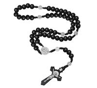 EZVFIRPDFZ Rosario católico para mujer, hecho a mano, de madera, con crucifijo de Jesucristo, crucifijo, cruz, rosario de madera curativa, para yoga, meditación, oración, collar de cuentas