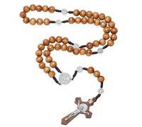 EZVFIRPDFZ Rosario católico para mujer, hecho a mano, de madera, con crucifijo de Jesucristo, crucifijo, cruz, rosario de madera curativa, para yoga, meditación, oración, collar de cuentas