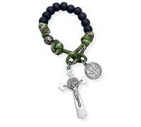 EZVFIRPDFZ Rosario de cuerda de paracaídas, bolsillo para pulsera, rosario milagroso/medalla de San Benito/San José y cruz