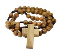 EZVFIRPDFZ Rosario de madera certificado de madera de olivo, oración de madera católica cristiana en bolsa de algodón y certificado de autenticidad para hombres y mujeres