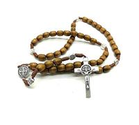 EZVFIRPDFZ Rosario de San Benito hecho a mano con cuentas de madera para hombre y mujer, católico de primera comunión, confirmación Medjugorje