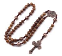 EZVFIRPDFZ Rosario grande de 10 mm con medalla milagrosa de Michael y crucifijo de perdón