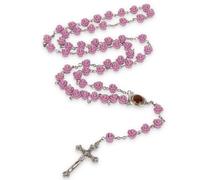 EZVFIRPDFZ Rosario morado con cuentas de tierra bendecida, collar de Tierra Santa, católico romano, cristiano, terra, Jerusalén