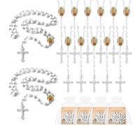 EZVFIRPDFZ Rosarios de madera con crucifijo, 12/20/30 unidades, 35,5 cm, con bolsa de organza para bautismo, para hombres y mujeres, 20
