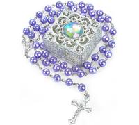 EZVFIRPDFZ Rosarios de primera comunión para niñas y niños, rosario católico para hombres, mujeres, collar de rosario como regalo para madre, abuela, ancianos, Box