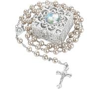 EZVFIRPDFZ Rosarios de primera comunión para niñas y niños, rosario católico para hombres, mujeres, collar de rosario como regalo para madre, abuela, ancianos, Box