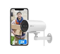 EZVIZ 2K Camara Vigilancia PoE H5 Camara Seguridad Exterior con Detección de Personas/Vehículos,Visión Nocturna en Color,Defensa Activa con Sirena y Luz Estroboscópica, Audio Bidireccional,IP67,Alexa