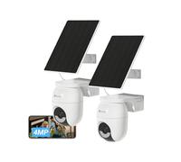 EZVIZ 2PK Cámaras de Vigilancia WiFi 4MP, AOV 360° con Batería de 5200mAh, Detección Humana/Vehicular, Visión Nocturna a Color, Defensa Activa, CB8 Lite + Panel Solar 5W, sin Tarjeta SD