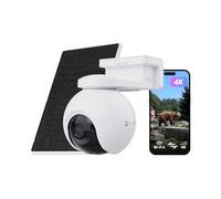 EZVIZ 4K Camara Vigilancia Exterior 4G WiFi Dual de Batería con Solar, 360° PTZ con AOV, Detección de Animal Salvaje/Persona/Vehículo, Visión Nocturna, Seguimiento con Zoom, EB8 Pro 4G+Panel Solar 8W