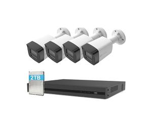 EZVIZ 4K Kit Cámaras Vigilancia Exterior PoE, 4 Cámaras de Seguridad 8MP con Detección IA de Personas/Vehículos, 2TB HDD NVR Grabación Continua, Visión Nocturna a Color, Impermeable IP67, H3K PoE Kit