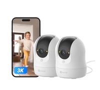 EZVIZ C6N G1 3K(2-Pack) Cámara Vigilancia WiFi Interior 360°, Cámara IP Detección de Personas, Visión Nocturna en Color, Audio Bidireccional, Seguimiento con Zoom, Control Remoto, para bebé/Negocio