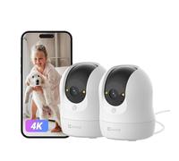 EZVIZ C6N G1 4K(2-Pack) Cámara Vigilancia WiFi Interior 360°, Cámara IP Deteccion de Personas/Mascotas/Ruido, Seguimiento con Zoom, Visión Nocturna en Color, Audio Bidireccional, Wi-Fi 2.4/5GHz