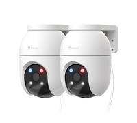 EZVIZ C8c 3K Kit de 2 Cámara WiFi Exterior 360°, Visión Nocturna en Color, Detección de Humanos/Vehículos con IA, Seguimiento Automático con Zoom, Defensa Activa con Luces/Sirena, Compatible con Alexa