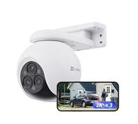 EZVIZ Cámara Vigilancia WiFi Exterior,12MP,Triple Lente,3 × 2K+ Cámara IP de Seguridad 360°,Visión Nocturna en Color,IA Detección Persona/Vehículo,12× Zoom,Sirena,Alexa,Impermeable,H80F Multi