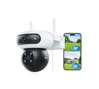EZVIZ Cámara Vigilancia WiFi Exterior Doble Lente 8MP(4MP+4MP), 360° Cámara IP de Seguridad con Visión Nocturna en Color,Detección IA de Persona/Vehículo,Audio Bidireccional,Alexa,Impermeable,C90 Dual