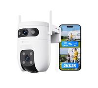 EZVIZ H9c Cámara de Vigilancia Exterior 4G y Wi-Fi 6, 3K + 3K, Doble Lente, Detección IA Humano/Vehículo, Seguimiento Automático, Visión Nocturna en Color 40m, Ideal Fincas y Obras