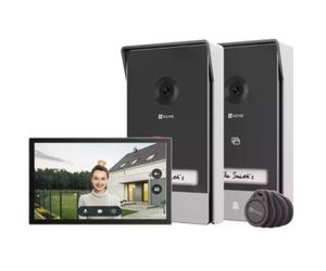 Ezviz HP7 2 Kit Video-porteiro inteligente WiFi / 2 Fios c/ 2 unidades ext. 2K + monitor 7'' + leitor RFID - EZHP72KI