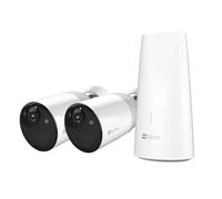 EZVIZ Kit de Cámara de Vigilancia Exterior WiFi 2K, Batería Recargable 5200mAh,100% inalámbrico,Audio Bidireccional,Detección de Personas,Visión Nocturna, HB3-B2 (2 Cámara + 1 Base)