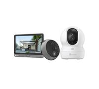 EZVIZ Paquete de CP4 Mirilla Digital para Puerta y CP1 4MP Camara Vigiancia WiFi Interior, Compatible con Alexa
