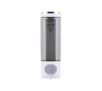 Ezweiji Dispensador de jabón manual, fijación a la pared para gel de ducha, champú, acondicionador, jabón líquido, dispensador de jabón, sin agujeros, 300 ml con ventana transparente (blanco plateado